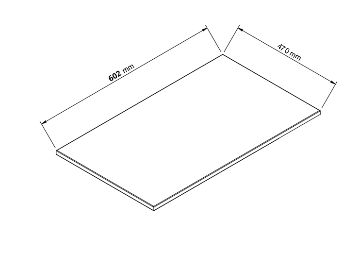 Blat de baie 60 cm, sub dulapul pentru chiuvetă - Negru