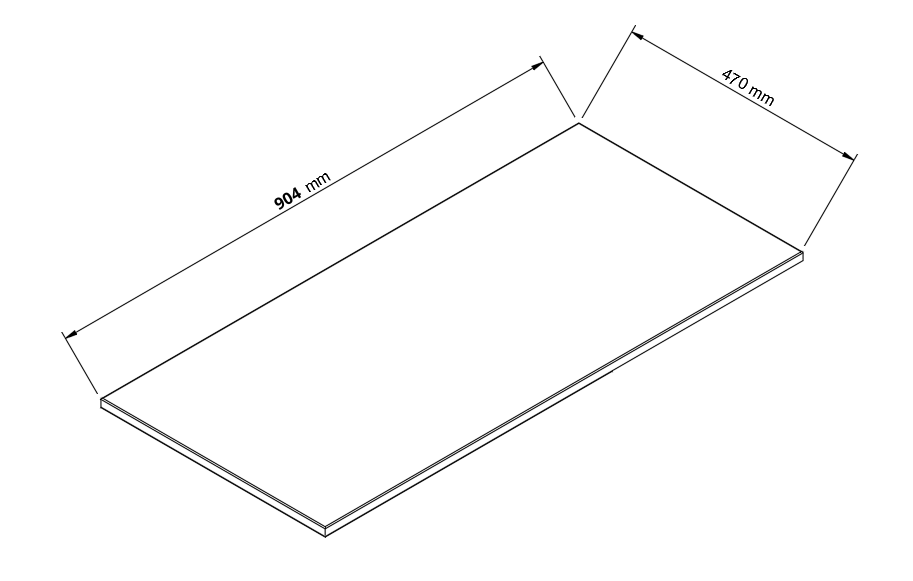 Blat de baie 90 cm, sub dulapul pentru chiuvetă - Alb