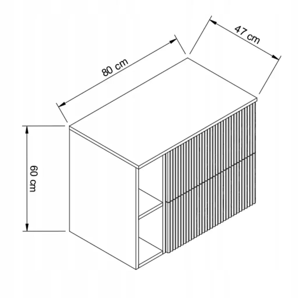 Dulap pentru lavoar 80 cm cu raft, fronturi canelate Willy - Casmir/Nuc