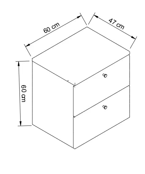 Dulap pentru lavoar 60 cm, cu 2 sertare, fronturi netede Beti - Cappuccino