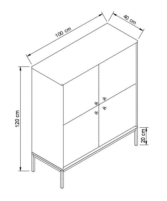 Comoda inalta 100 cm, 4 usi, pe un cadru metalic Gaja - Stejar Cremona
