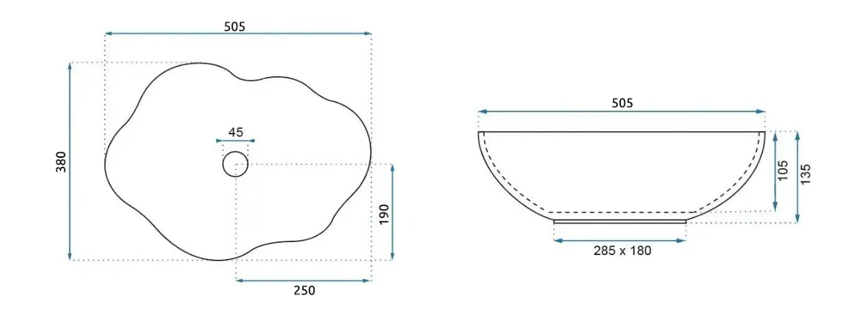 Chiuvetă Pearl 50 cm - Alb Ceramică