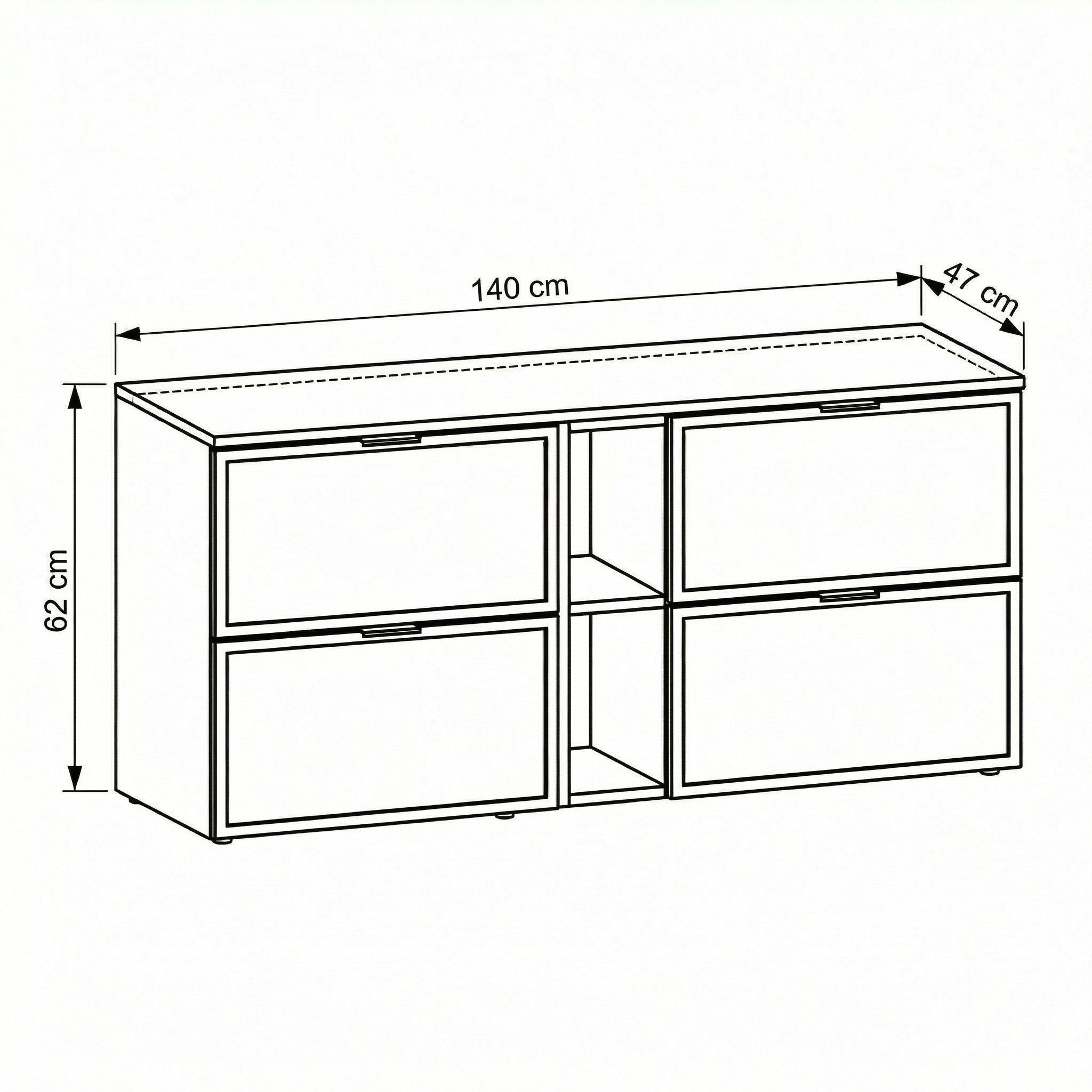 Dulap pentru lavoar 140 cm, cu raft, fronturi cu rama decorativa, 4 sertare Roma - Alb/Nuc inchis