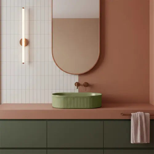 Chiuvetă de blat cu suprafață striată Vanda 50 cm - Pistachio