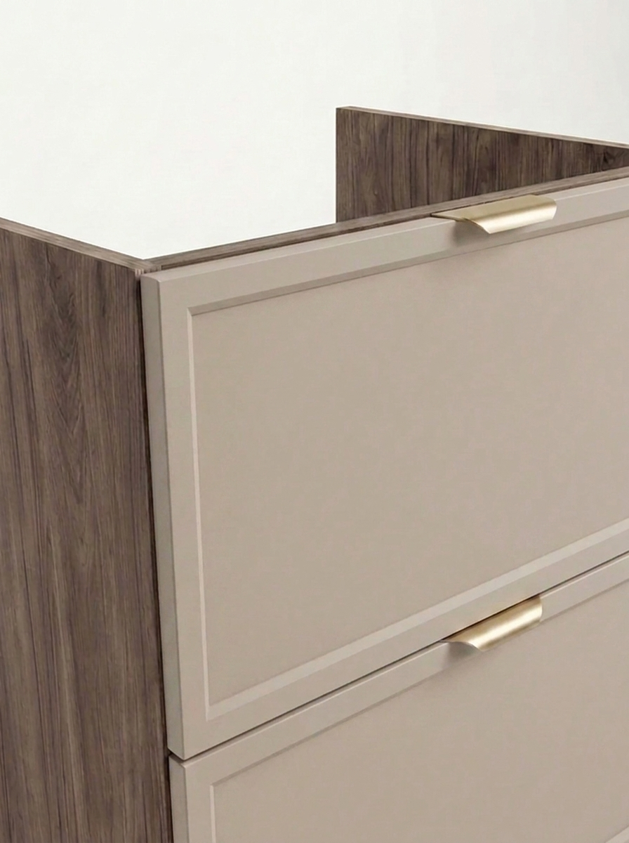 Dulap pentru lavoar 80 cm, 2 sertare, fronturi cu rama decorativa, fara blat Roma - Casmir/Nuc inchis