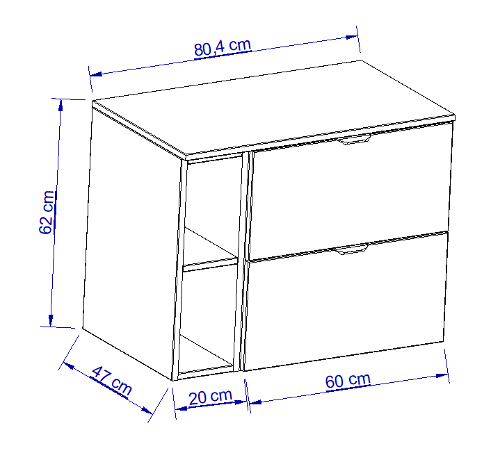 Set de mobilier: Dulap pentru lavoar cu raft 80 cm, 2 sertare Orio - Negru/Stejar Artizanal