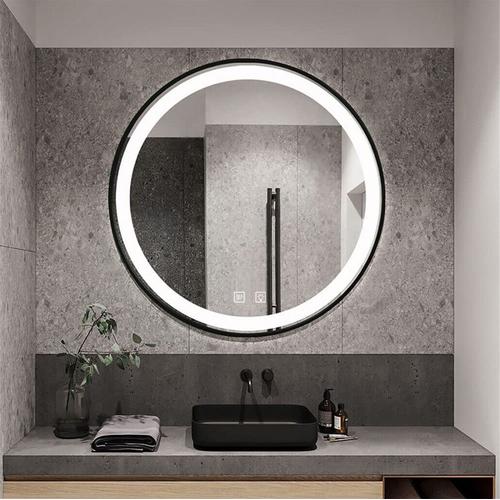 Oglinda de perete cu LED-uri MMJ Negru - 60 cm