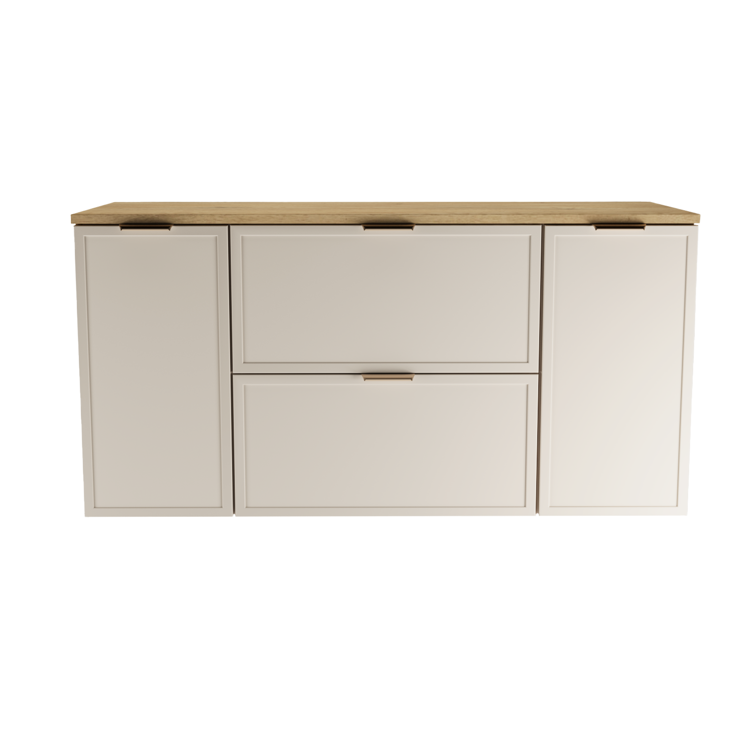 Dulap pentru lavoar 120 cm fronturi cu rama decorativa, 2 usi si 2 sertare Roma - Casmir/Stejar Cremona