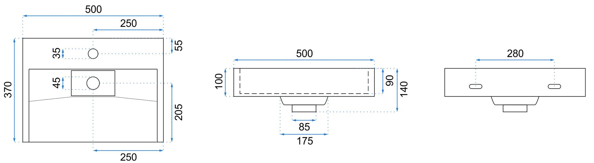 Chiuvetă din conglomerat Goya 50 cm - Albă