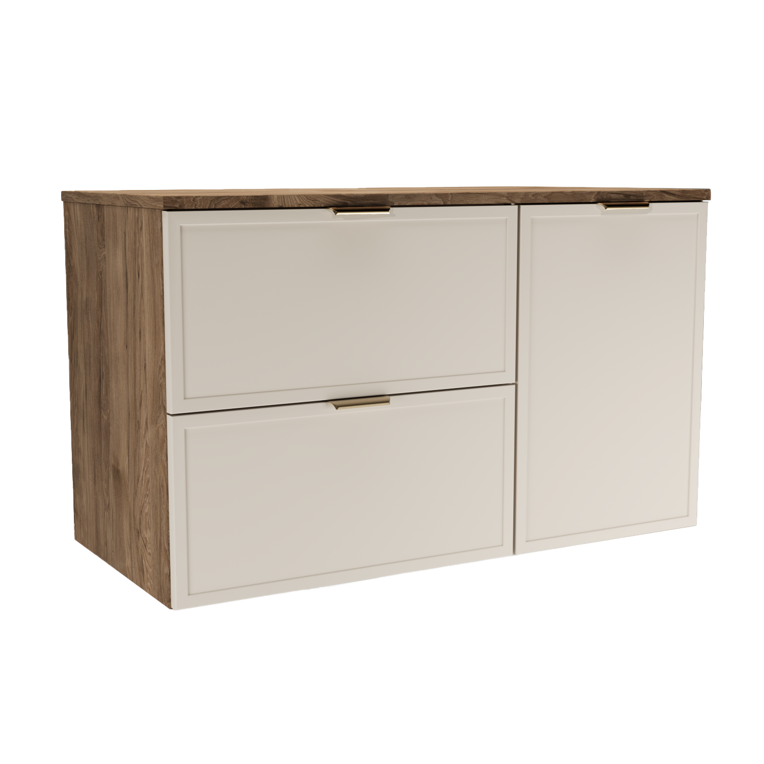 Dulap pentru lavoar 100 cm, cu cos de rufe, fronturi cu rama decorativa Roma - Casmir/Nuc inchis