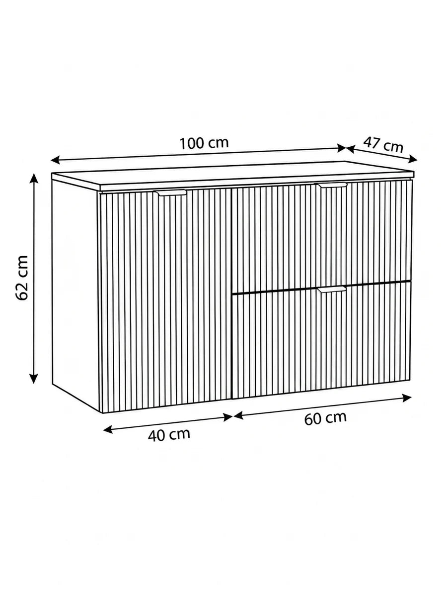 Set de mobilier: Dulap pentru lavoar cu cos de rufe 100 cm și Dulap înalt pentru baie 120 cm Willy - Verde/Nuc top