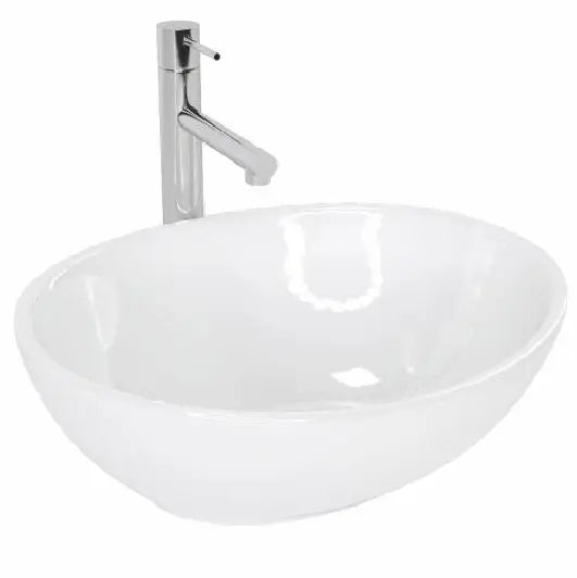 Chiuvetă 40 cm Sofia din ceramică albă, fără orificiu pentru baterie și preaplin, perfectă pentru băi moderne, compacte și elegante.
