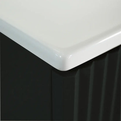 Dulap pentru lavoar 60 cm cu chiuveta, cu 2 usi, fronturi canelate Willy - Negru