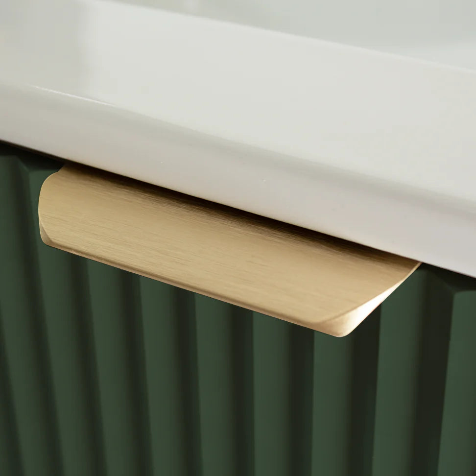 Dulap pentru lavoar 60 cm cu chiuveta, cu 2 usi, fronturi canelate Willy - Verde