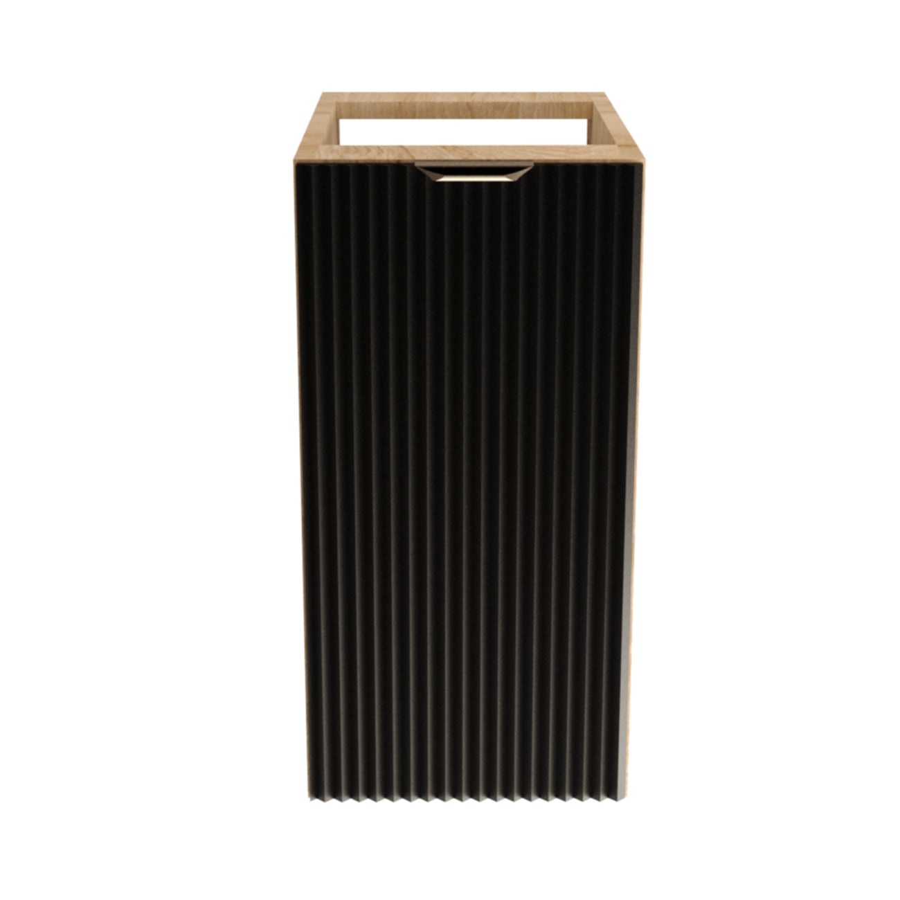 Dulap de baie 30 cm cu 1 usa, fronturi canelate, fara blat Willy - Negru/Nuc