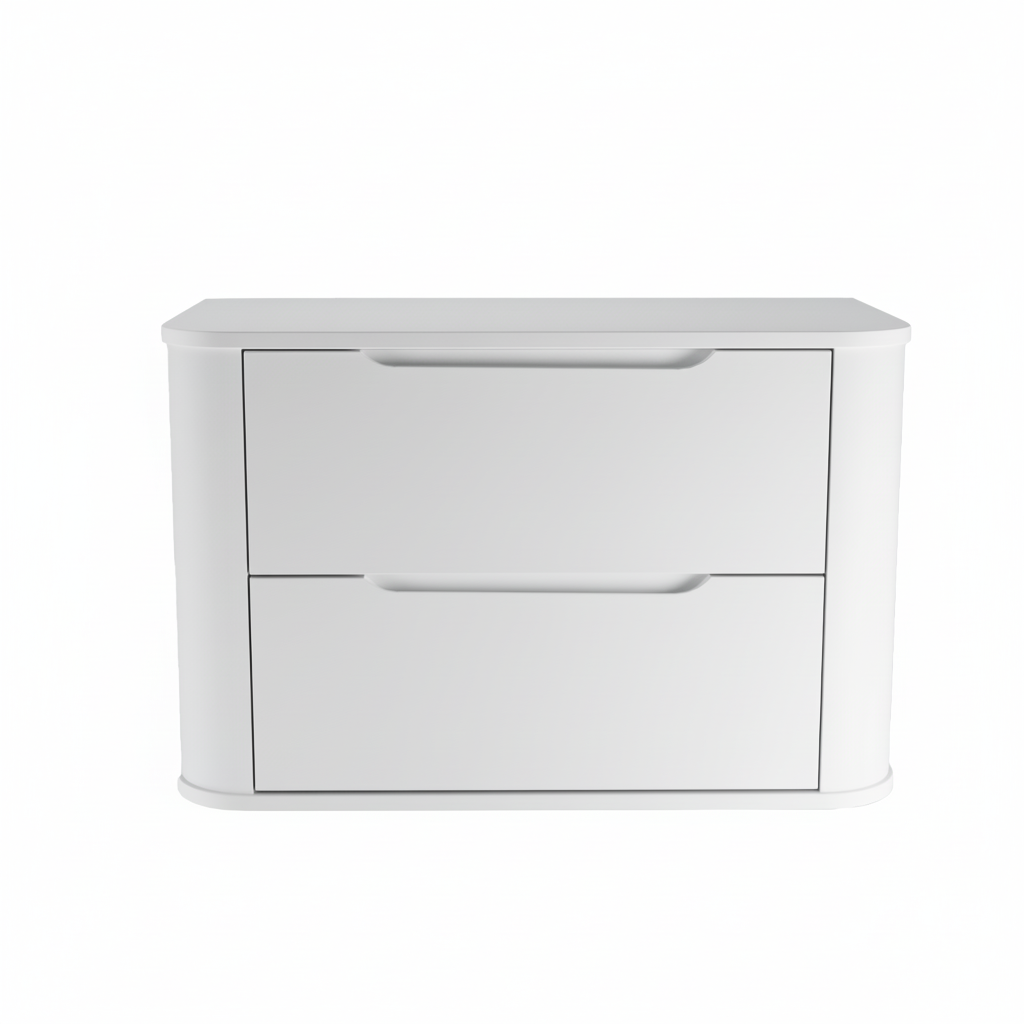 Dulap pentru lavoar 80 cm, 2 sertare, margini rotunjite Luma - Alb