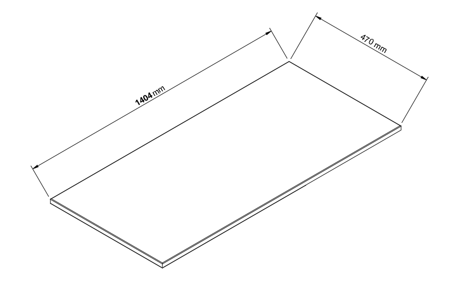 Blat de baie 140 cm, sub dulapul pentru chiuvetă - Negru