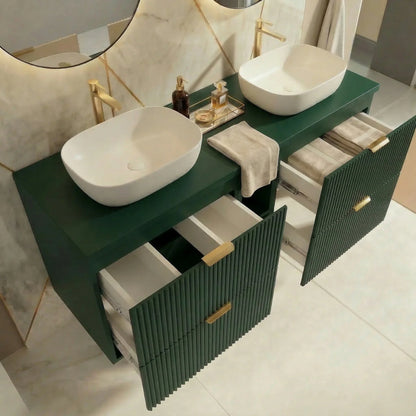 Dulap pentru lavoar 140 cm cu raft, 4 sertare Willy - Verde