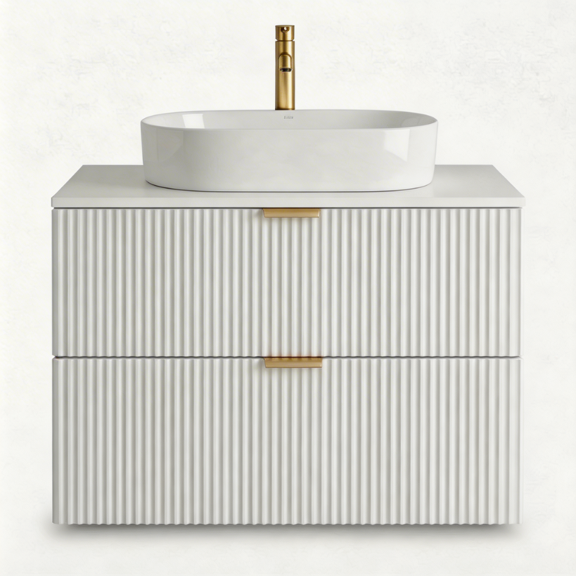 Set de mobilier: Dulap pentru lavoar 80 cm, 2 sertare Willy - Alb