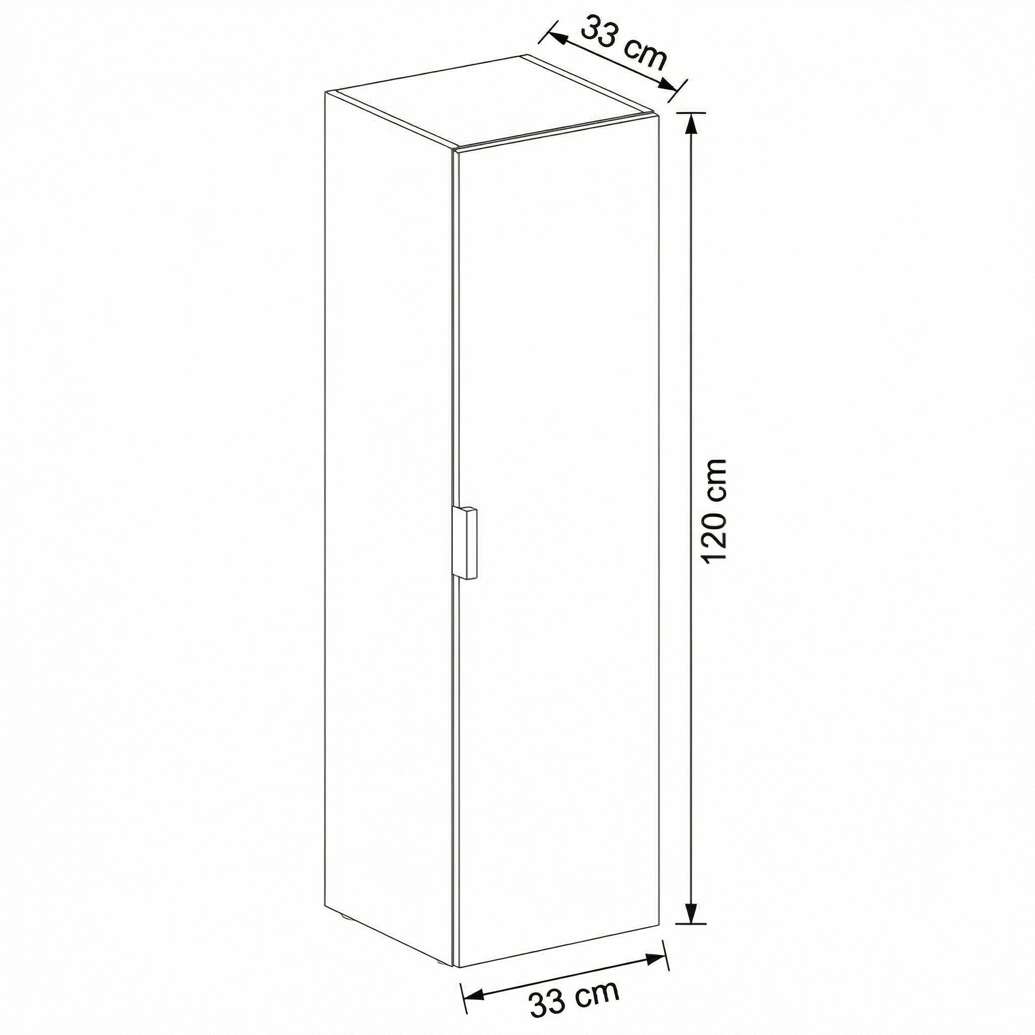 Dulap inalt pentru baie 120 cm, cu rafturi, fronturi cu rama decorativa Roma - Casmir/Nuc inchis