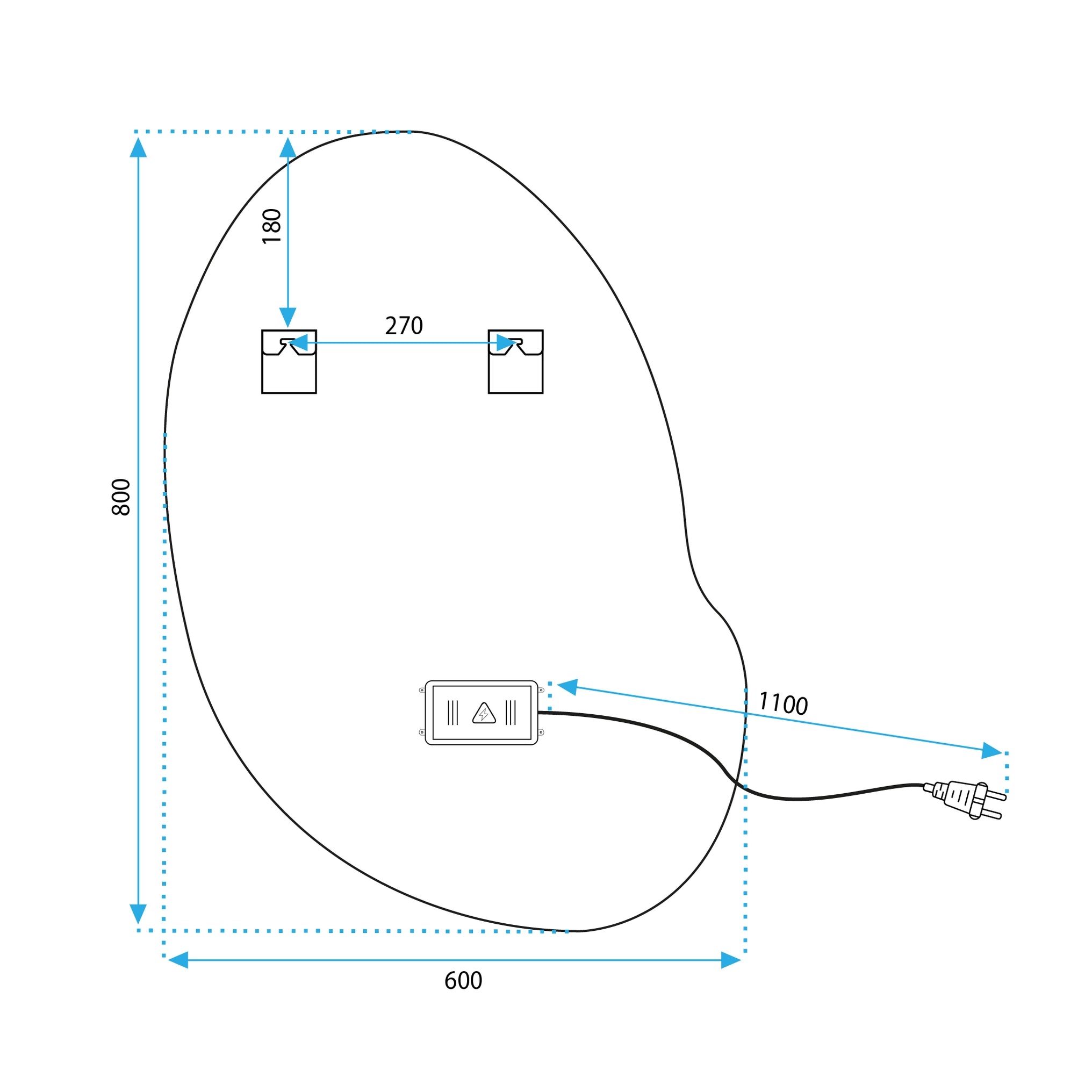 Oglindă de perete cu LED-uri Cloud C - 80x60 cm