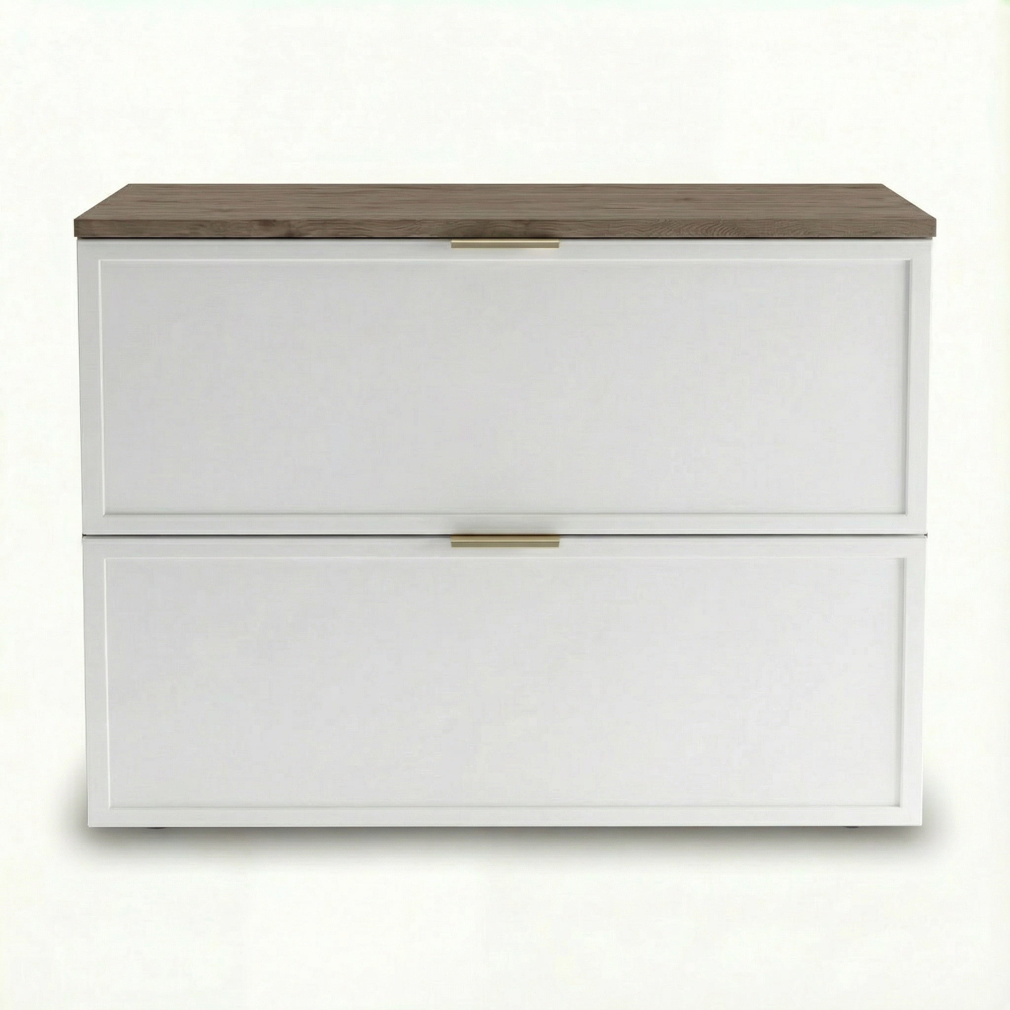 Dulap pentru lavoar 80 cm, 2 sertare, fronturi cu rama decorativa Roma - Alb/Nuc inchis
