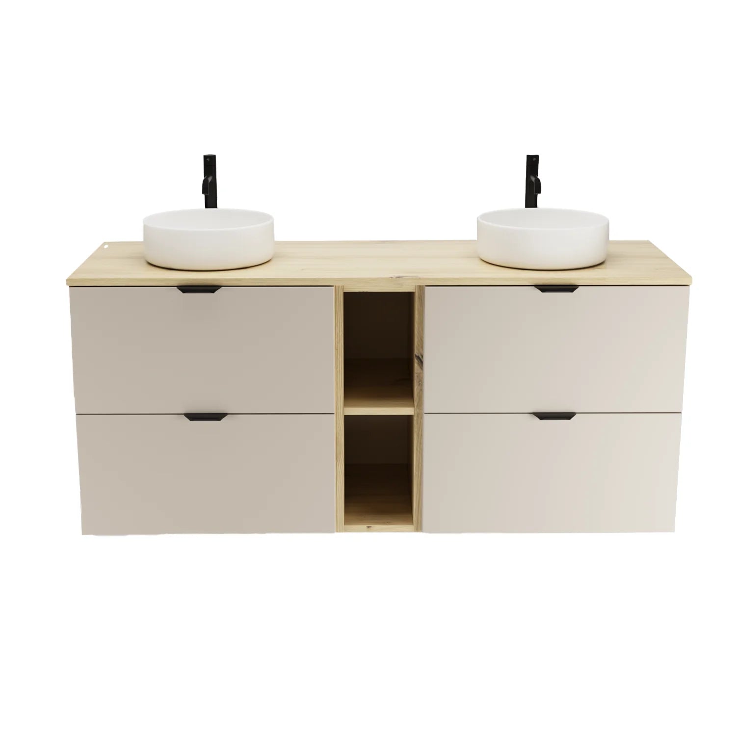 Set de mobilier: Dulap pentru lavoar cu raft 140 cm, 4 sertare Orio - Casmir/Stejar Artizanal