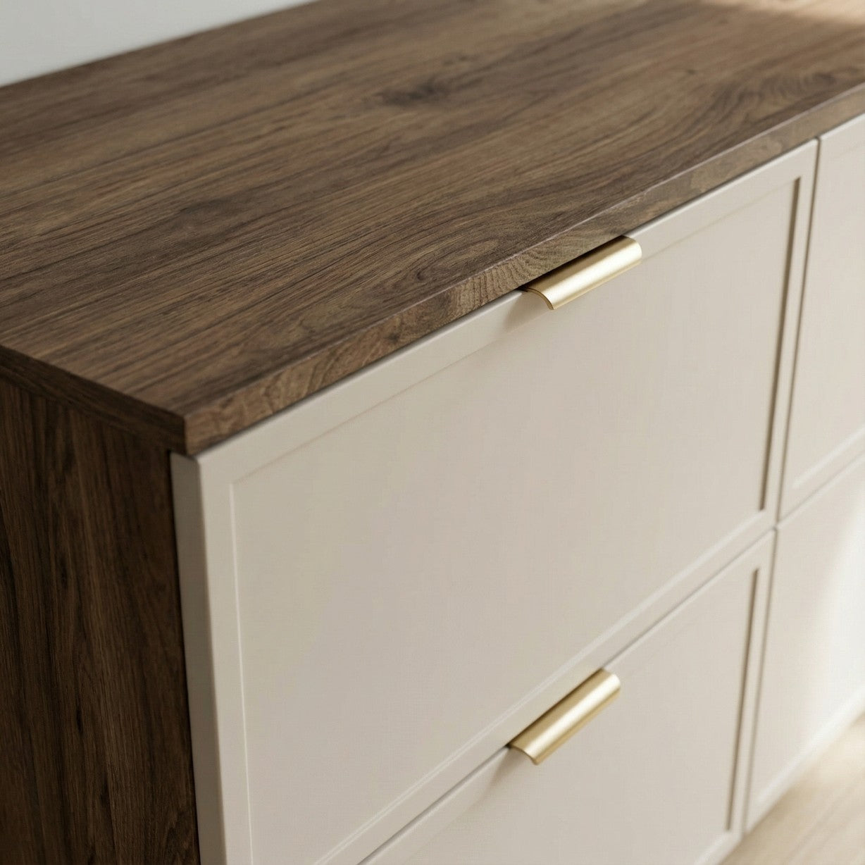 Dulap pentru lavoar 120 cm fronturi cu rama decorativa, 2 usi si 2 sertare Roma - Casmir/Nuc inchis