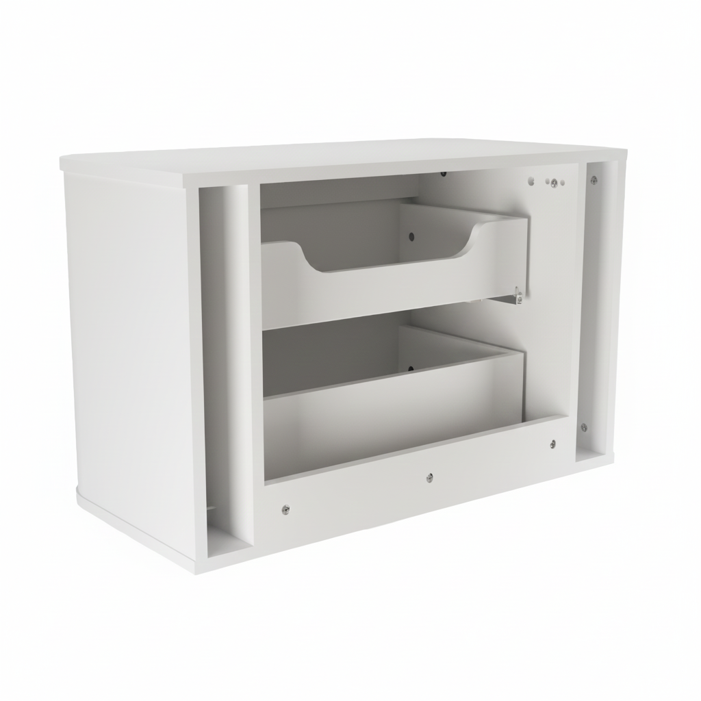 Dulap pentru lavoar 100 cm, 2 sertare, margini rotunjite Luma - Alb