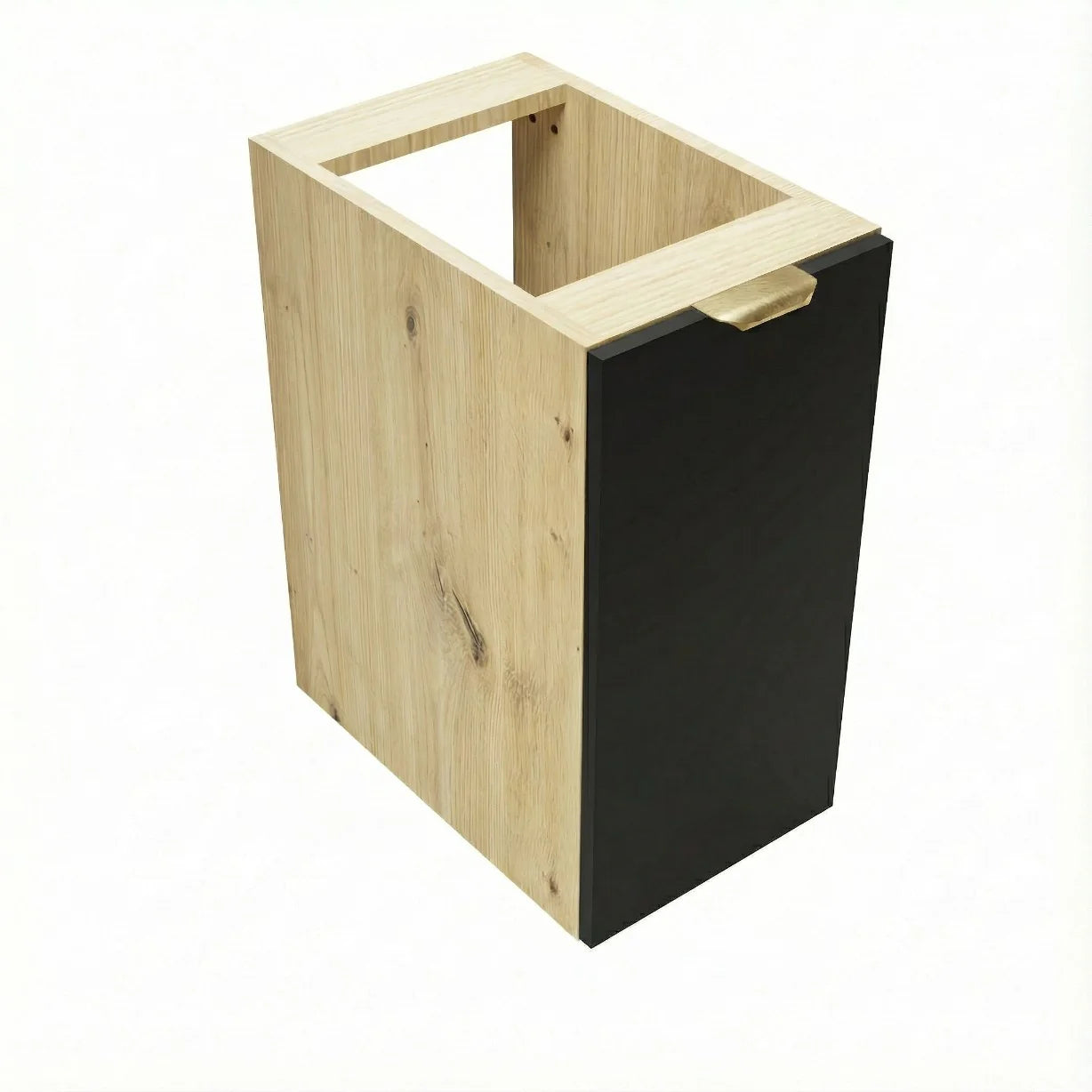 Dulap de baie 30 cm cu 1 usa, fronturi netede Orio - Negru/Stejar artizanal