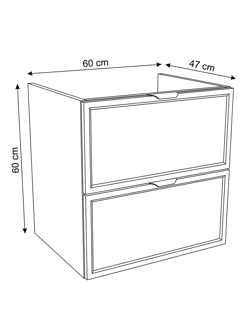 Dulap pentru lavoar 60 cm, 2 sertare, fronturi cu rama decorativa, fara blat Roma - Casmir