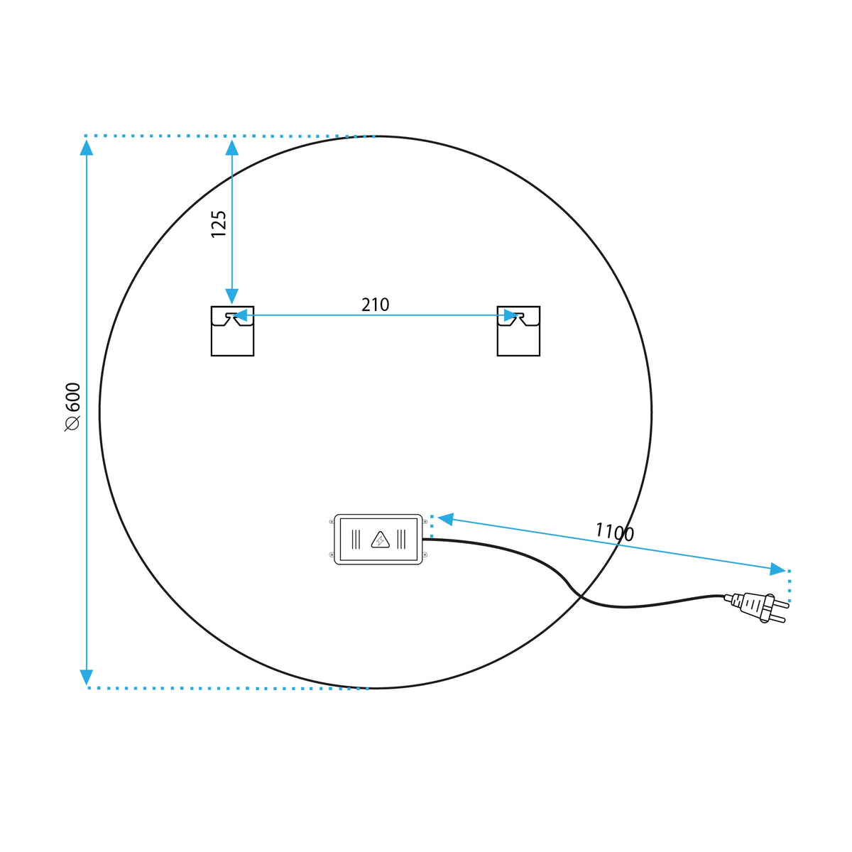 Oglinda de perete cu LED-uri HZJ - 60 cm