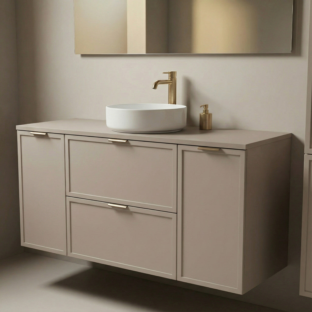 Dulap pentru lavoar 120 cm fronturi cu rama decorativa, 2 usi si 2 sertare Roma - Casmir