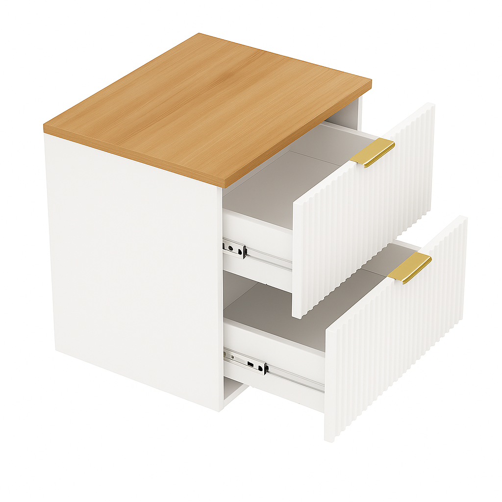 Dulap pentru lavoar 140 cm cu raft Willy - Alb, Nuc top