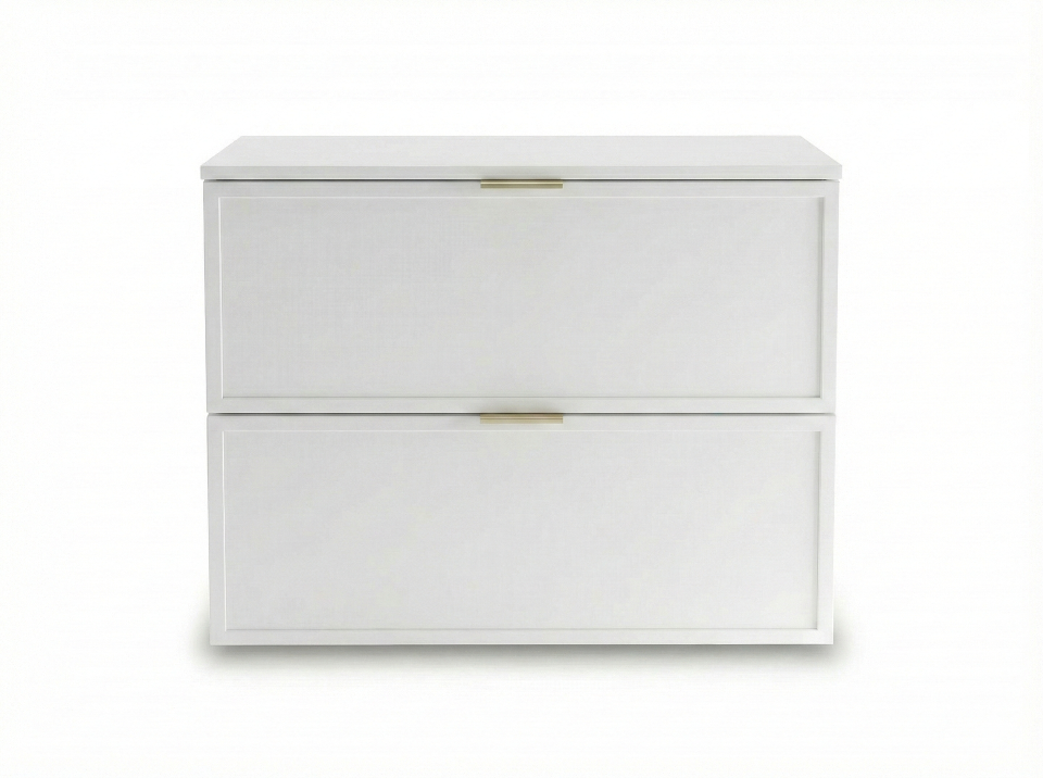 Dulap pentru lavoar 80 cm, 2 sertare, fronturi cu rama decorativa Roma - Alb