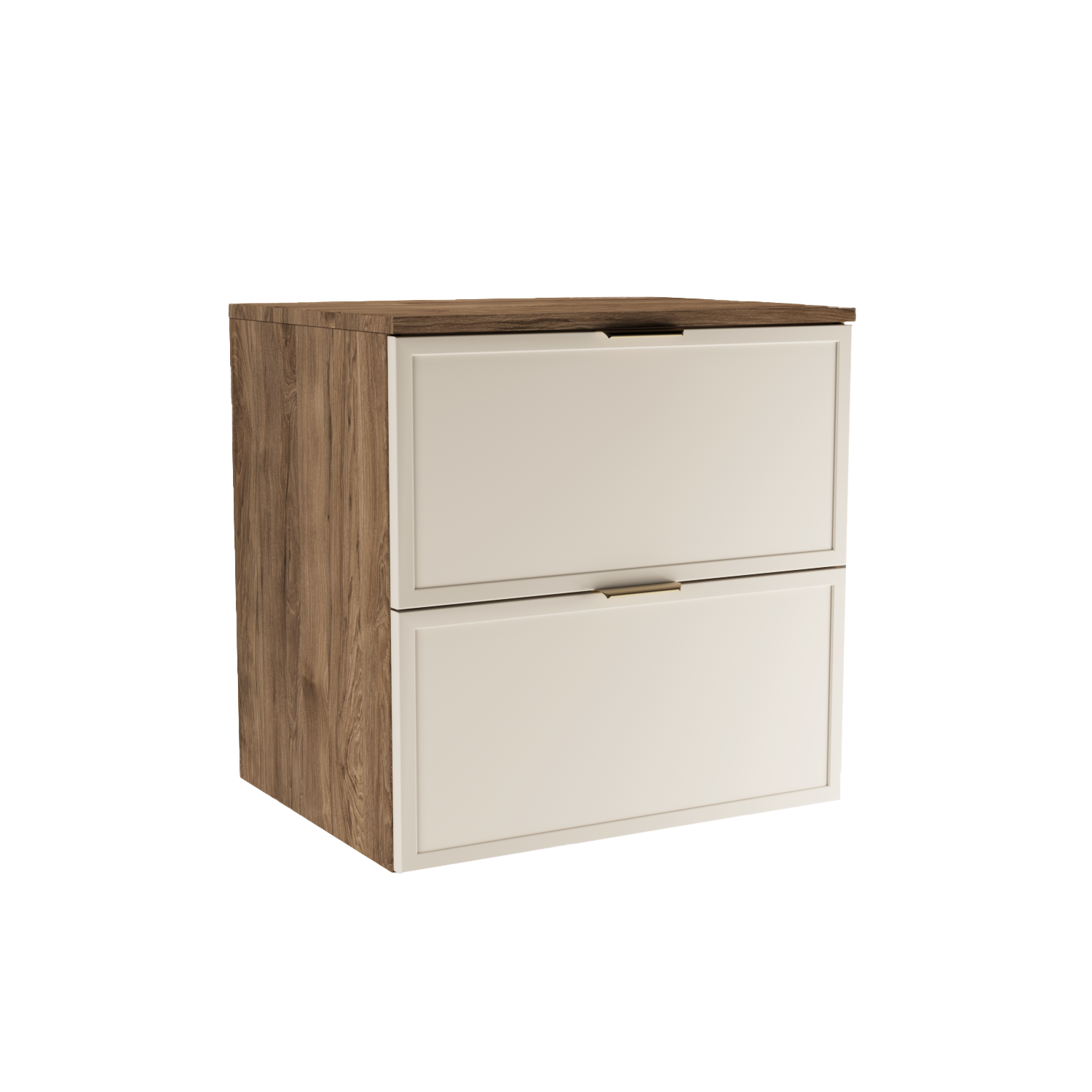 Dulap pentru lavoar 60 cm, 2 sertare, fronturi cu rama decorativa Roma - Casmir/Nuc inchis