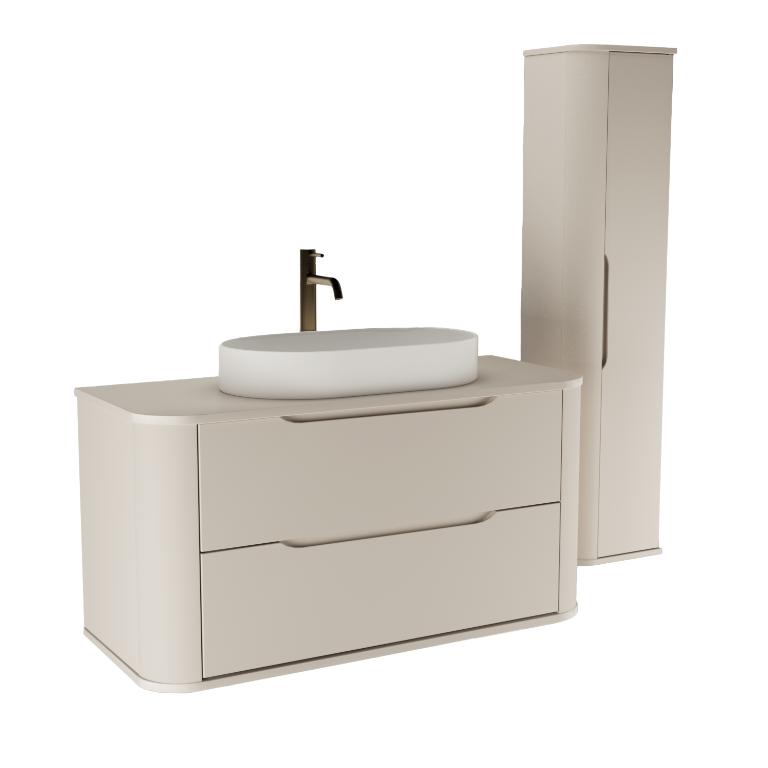 Dulap pentru lavoar 100 cm, 2 sertare, margini rotunjite Luma - Casmir