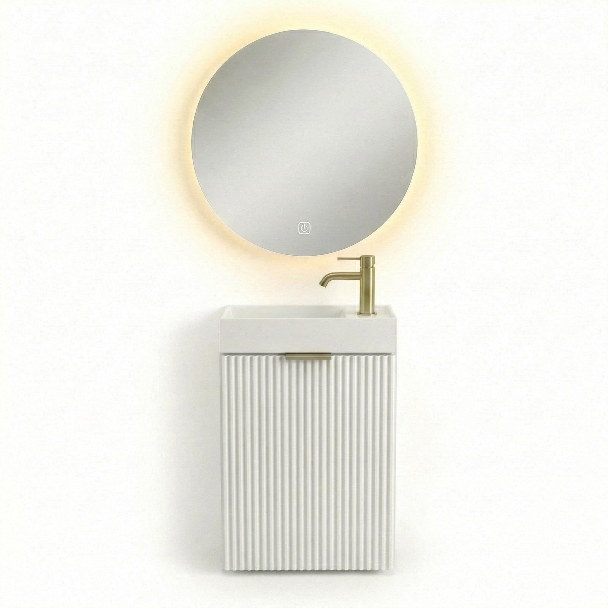 Set de mobilier: Dulap cu chiuvetă 40 cm cu oglindă cu LED-uri Willy - Alb
