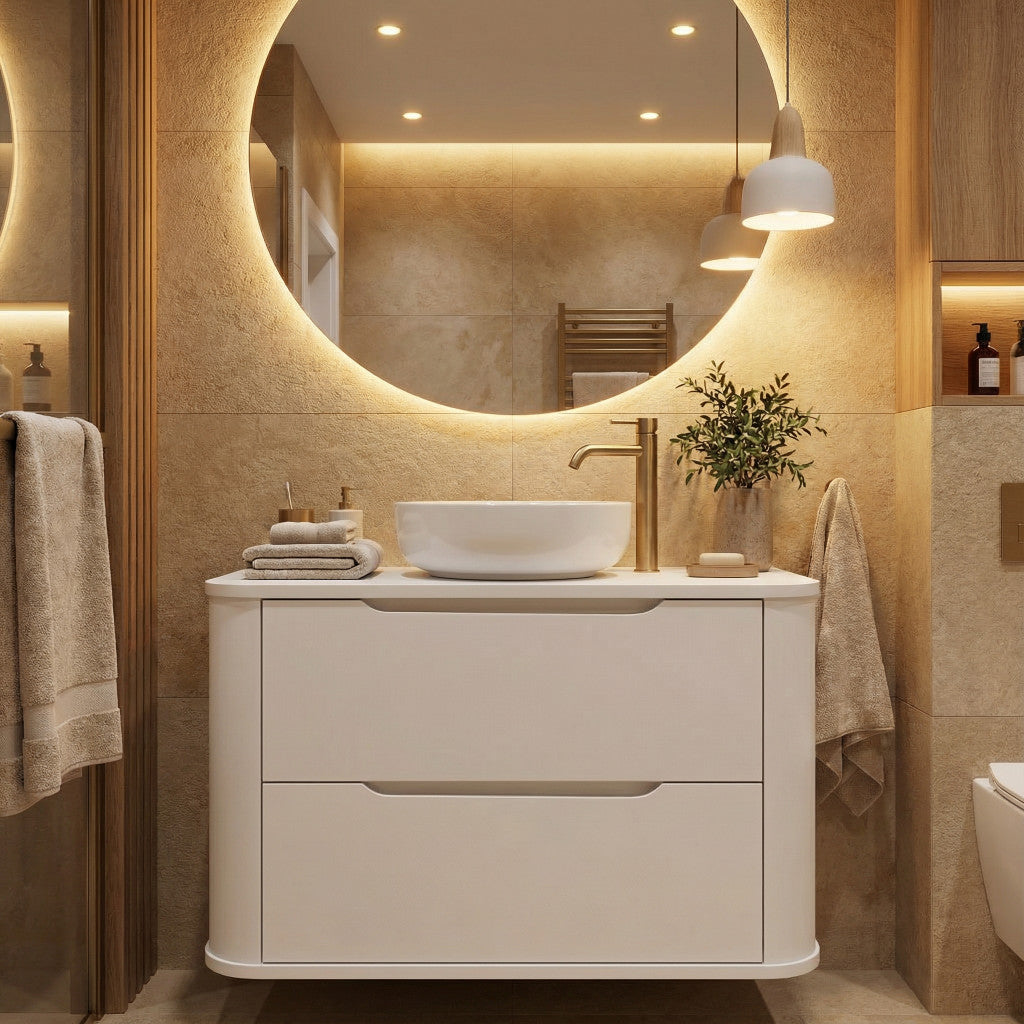 Dulap pentru lavoar 80 cm, 2 sertare, margini rotunjite Luma - Casmir