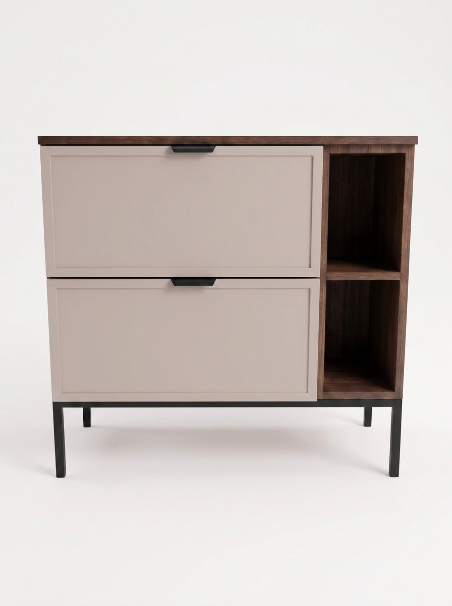 Dulap pentru lavoar cu raft 80 cm pe un cadru metalic Roma - Casmir/Nuc inchis