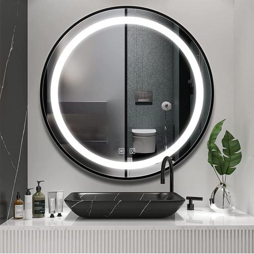 Oglinda de perete cu LED-uri MMJ Negru - 60 cm