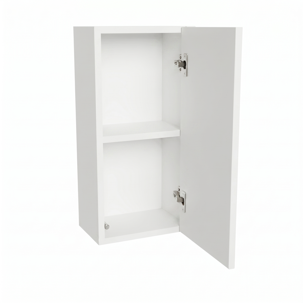 Dulap suspendat pentru baie 30 cm, cu o usa Roma - Alb/Nuc inchis