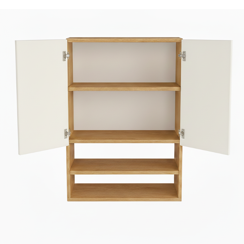 Dulap de perete deasupra toaletei 60 cm suspendat, fronturi canelate Willy - Stejar Cremona