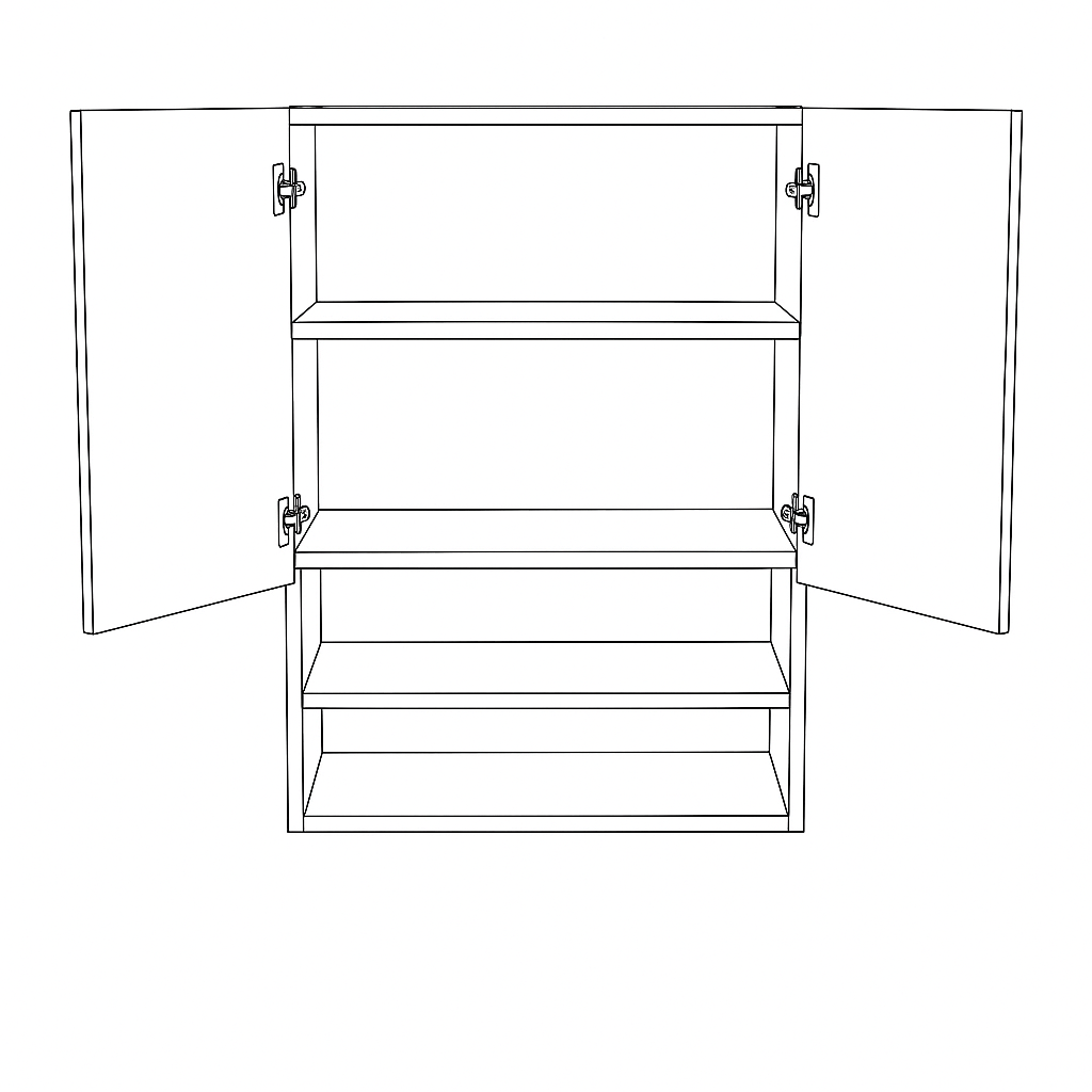 Dulap de perete deasupra toaletei 60 cm suspendat, fronturi canelate Willy - Alb/Nuc