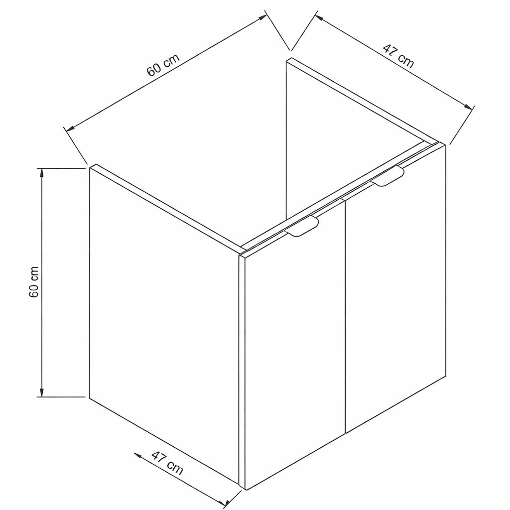 Dulap pentru lavoar 60 cm cu 2 usi, fronturi netede, fara blat Orio - Casmir