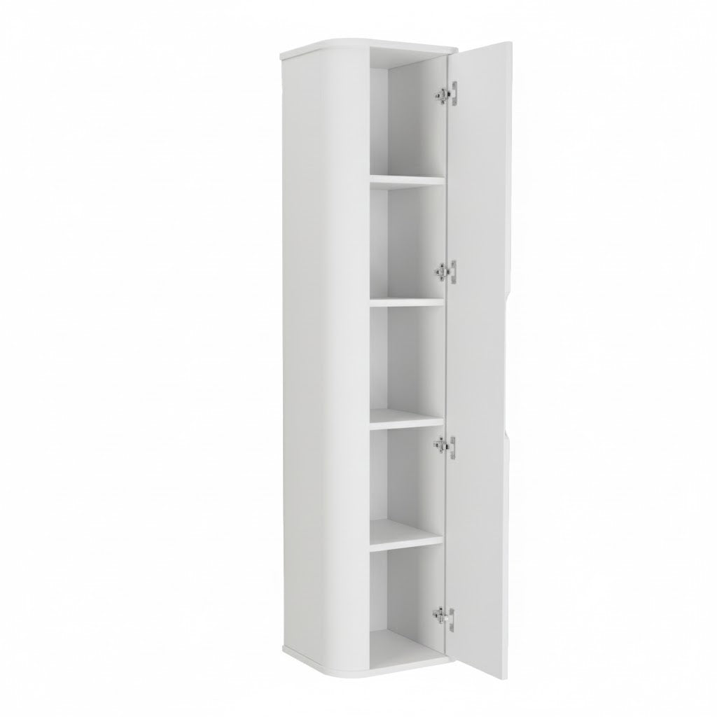Dulap inalt pentru baie 160 cm, margini rotunjite, cu rafturi Luma - Alb
