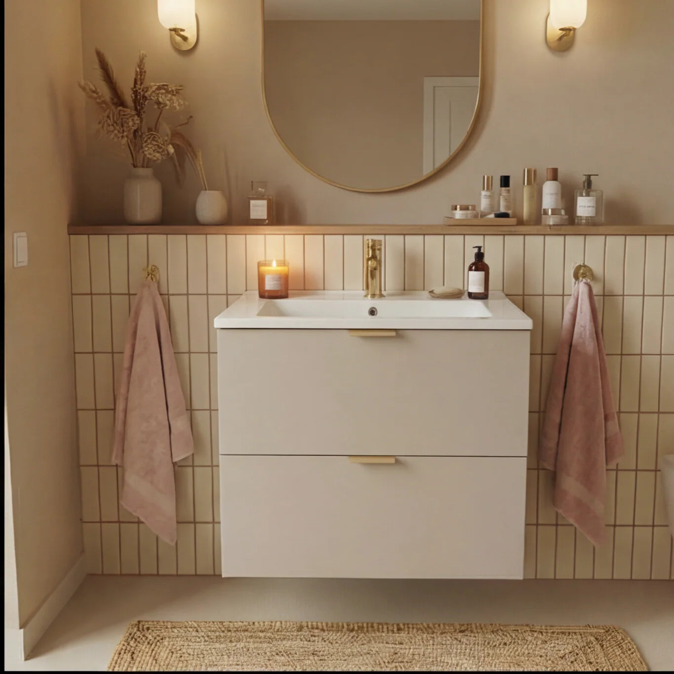 Dulap pentru lavoar 60 cm cu chiuveta, 2 sertare, fronturi netede Orio - Casmir