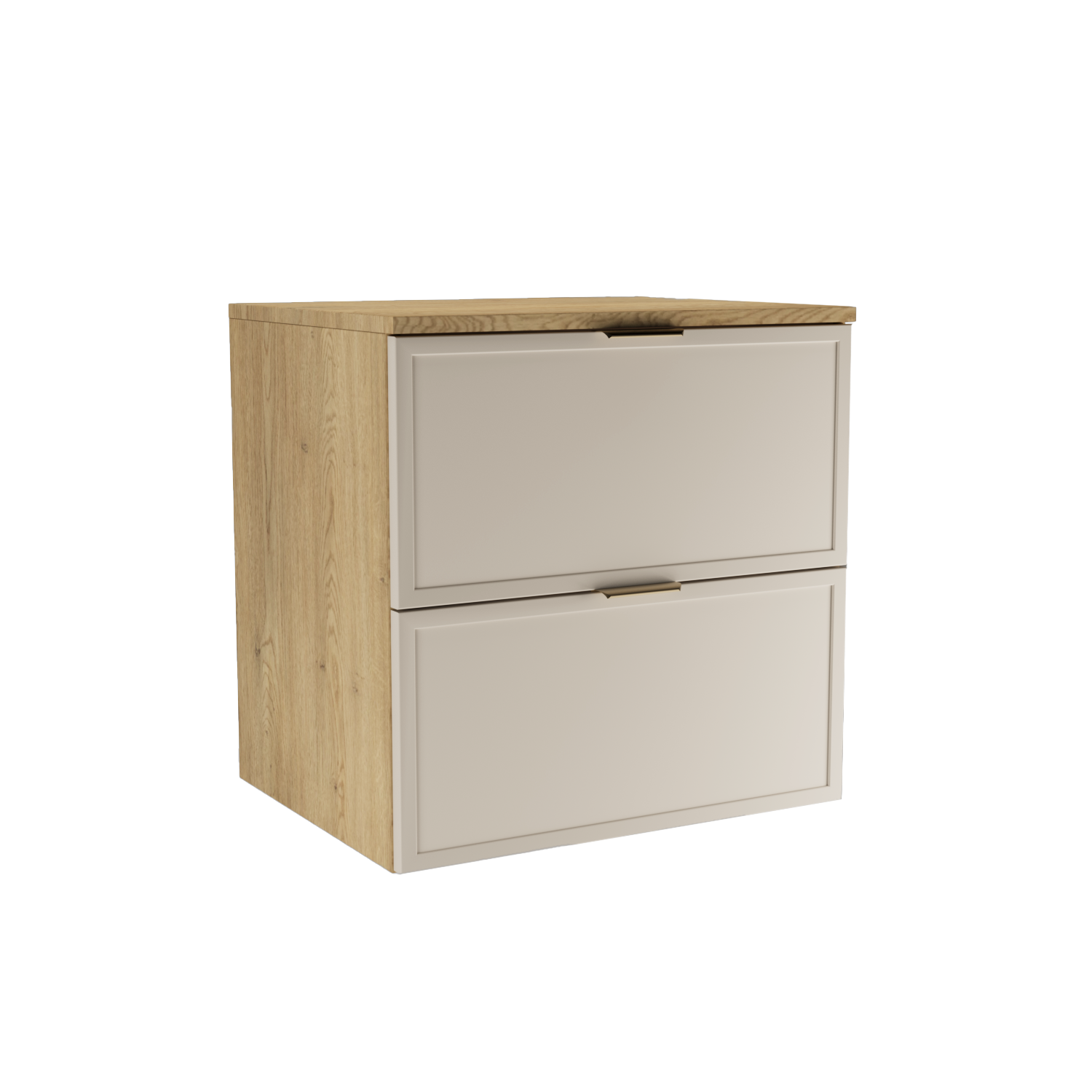Dulap pentru lavoar 60 cm, 2 sertare, fronturi cu rama decorativa Roma - Casmir/Stejar Cremona