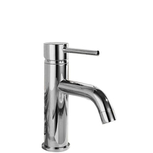 Baterie joasă Lungo crom lucios, corp din alamă cu cartuș ceramic și aerator, perfectă pentru lavoare moderne sau băi clasice.