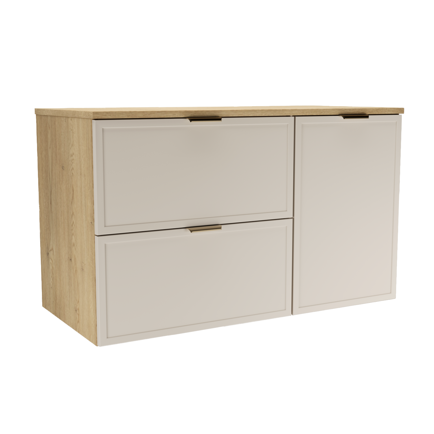 Dulap pentru lavoar 100 cm, cu cos de rufe, fronturi cu rama decorativa Roma - Casmir/Stejar Cremona